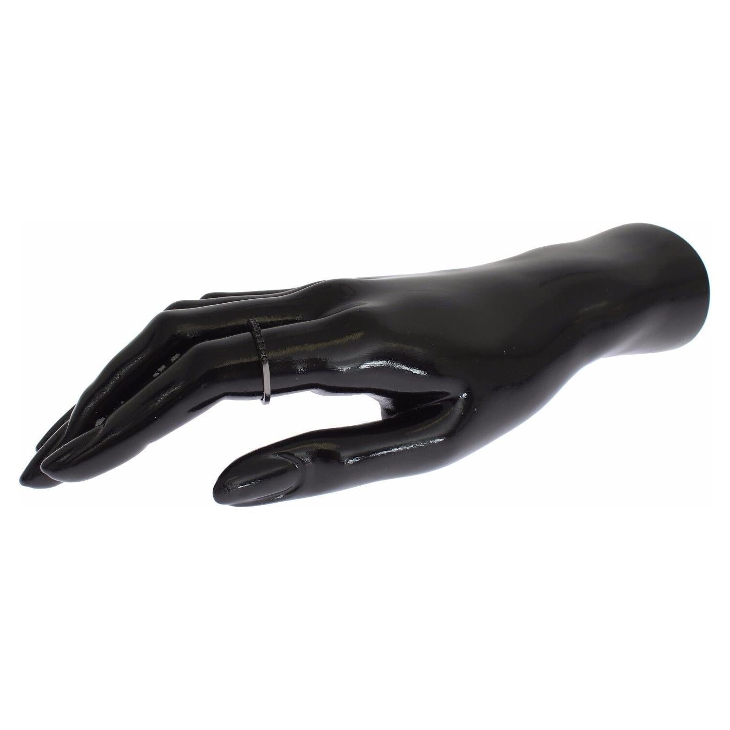 优雅黑水晶纯银戒指