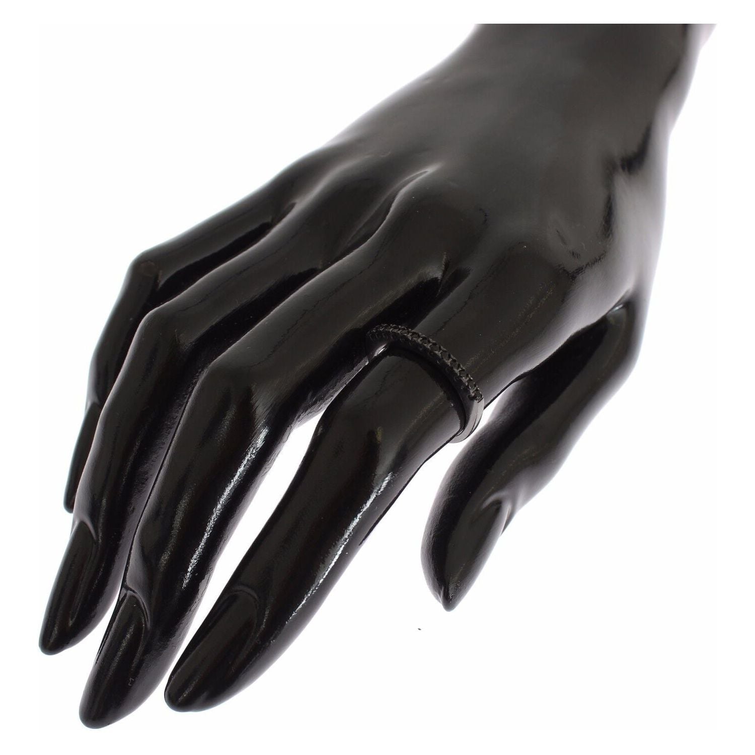 优雅黑水晶纯银戒指