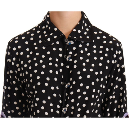 Dolce & Gabbana Black White Crystal Sequined Floral Dress