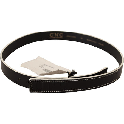 Costume National Black White Leather Fashion Waist Belt