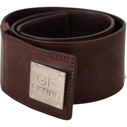 Costume National Belt Black Leather Silver Buckle Waist Belt Costume National