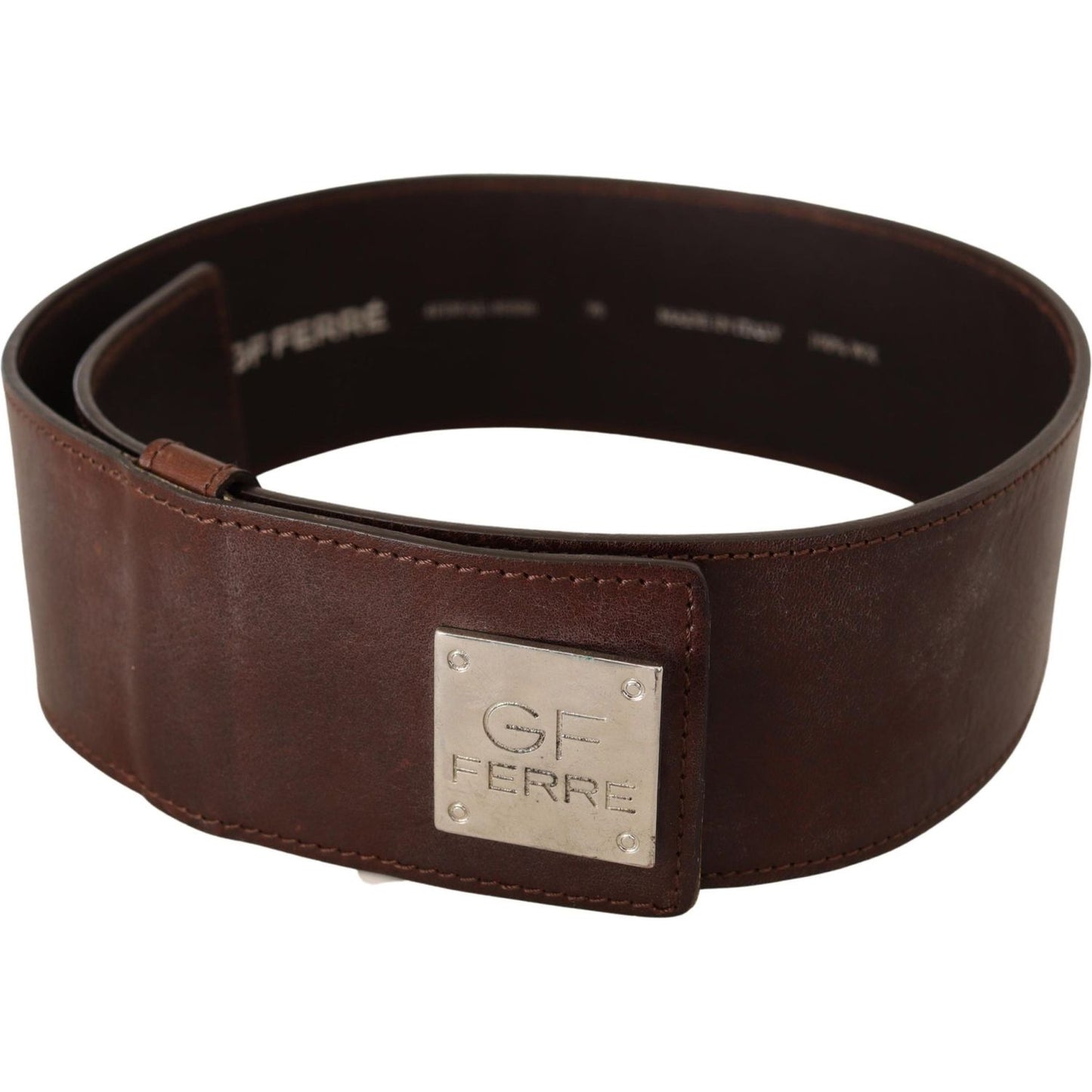 Costume National Belt Black Leather Silver Buckle Waist Belt Costume National