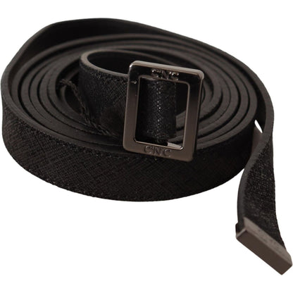 Costume National Black Leather Metal Buckle Waist Belt