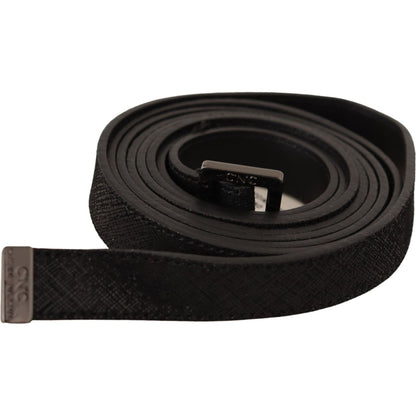 Costume National Black Leather Metal Buckle Waist Belt