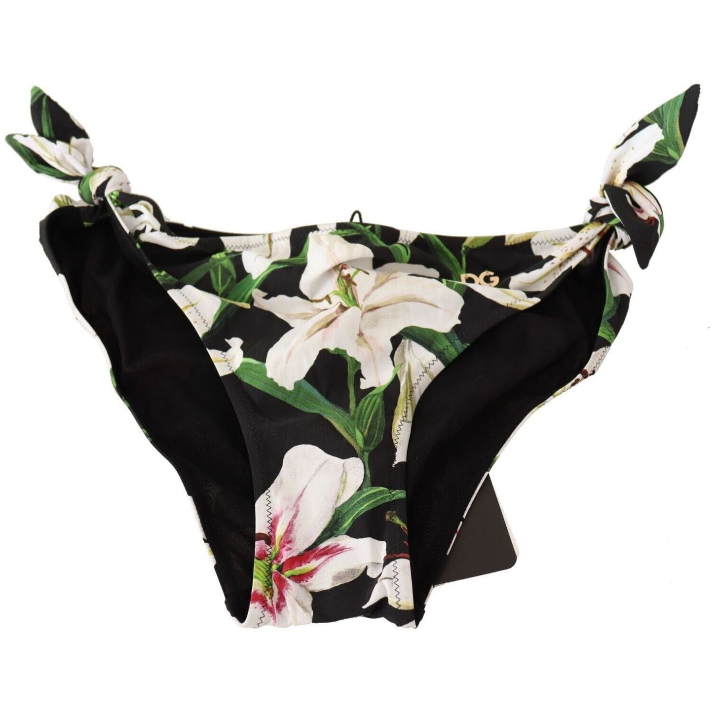 Dolce & Gabbana Bikini Bottom Black Lily Print Swimsuit Swimwear