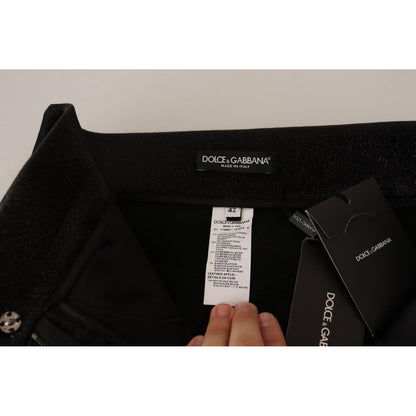 Dolce & Gabbana Black Silver Lurex Thread Cotton Stretch Pants 1728,21% Polyester,33% Nylon,5% Elastane,67345645728,Black,Clothing,Dolce & Gabbana,IT42|M,Jeans & Pants - Women - Clothing,Material: 41% Cotton,New with tags,Pants - Clothing,Skinny Pants - P