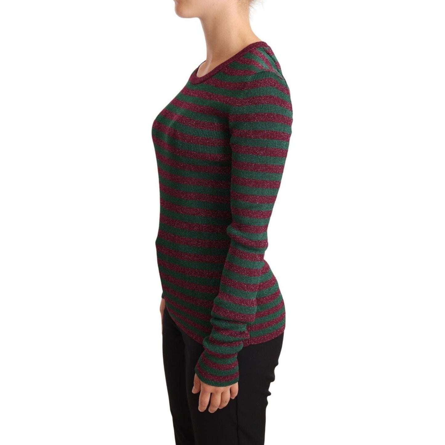Dolce & Gabbana Multicolor Striped Crew Neck Pullover Sweater 1728,23% Polyester,67345645728,Clothing,Dolce & Gabbana,IT40|S,IT42|M,Material: 77% Viscose,Multicolor,New with tags,Sweaters - Clothing,Sweaters - Women - Clothing,Sweatshirts - Sweaters - Clo