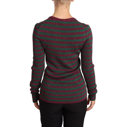 Dolce & Gabbana Multicolor Striped Crew Neck Pullover Sweater 1728,23% Polyester,67345645728,Clothing,Dolce & Gabbana,IT40|S,IT42|M,Material: 77% Viscose,Multicolor,New with tags,Sweaters - Clothing,Sweaters - Women - Clothing,Sweatshirts - Sweaters - Clo