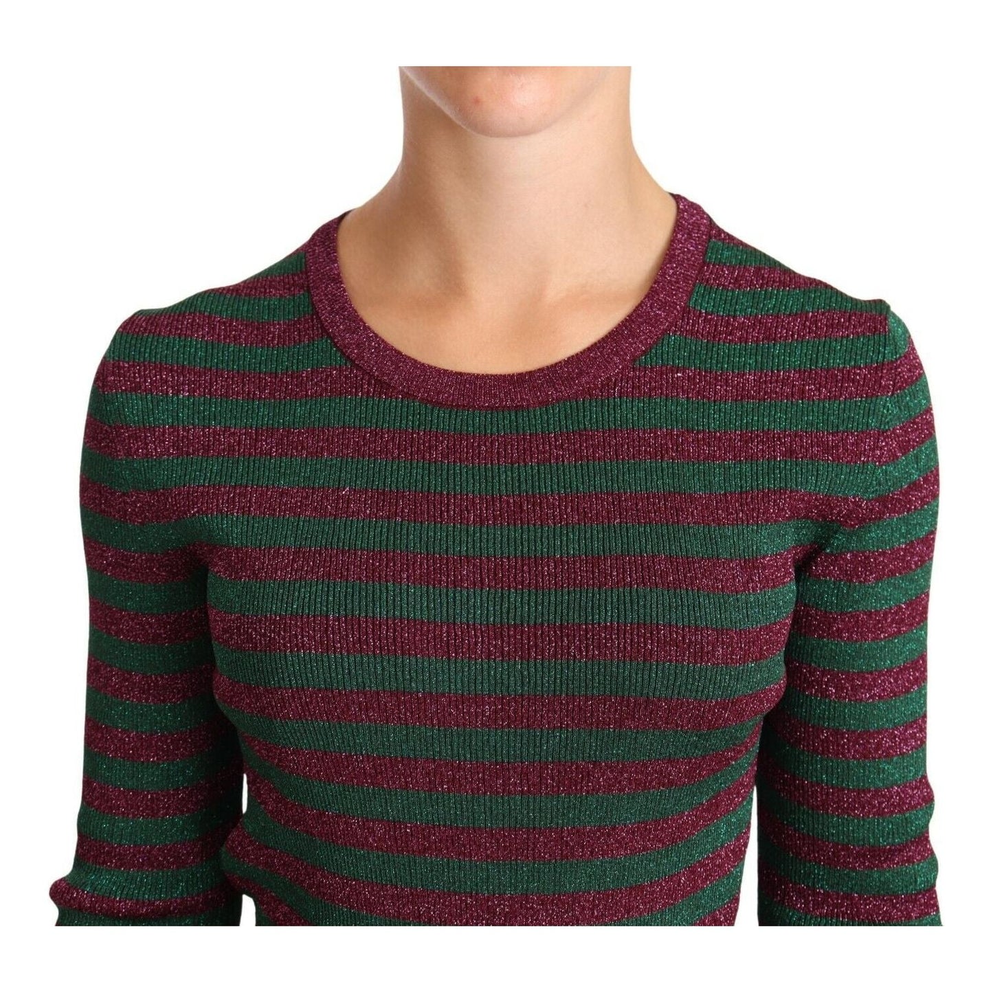 Dolce & Gabbana Multicolor Striped Crew Neck Pullover Sweater 1728,23% Polyester,67345645728,Clothing,Dolce & Gabbana,IT40|S,IT42|M,Material: 77% Viscose,Multicolor,New with tags,Sweaters - Clothing,Sweaters - Women - Clothing,Sweatshirts - Sweaters - Clo