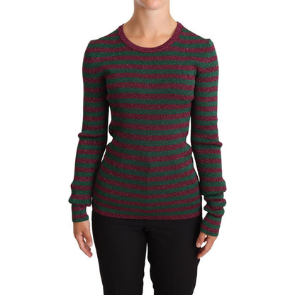 Dolce & Gabbana Multicolor Striped Crew Neck Pullover Sweater 1728,23% Polyester,67345645728,Clothing,Dolce & Gabbana,IT40|S,IT42|M,Material: 77% Viscose,Multicolor,New with tags,Sweaters - Clothing,Sweaters - Women - Clothing,Sweatshirts - Sweaters - Clo