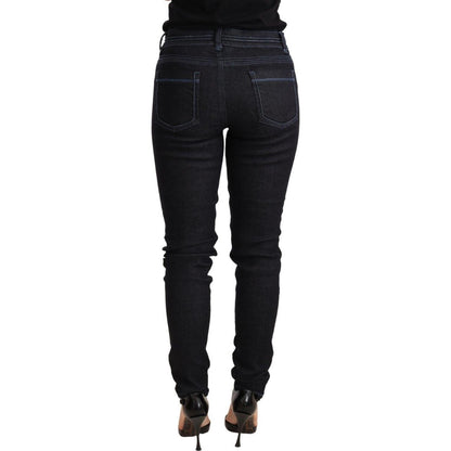 Acht Blue Cotton Low Waist Slim Fit Denim Women Trouser Jeans