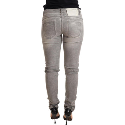 Acht Light Gray Washed Cotton Slim Fit Denim Women Trouser Jeans