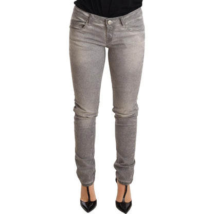 Acht Light Gray Washed Cotton Slim Fit Denim Women Trouser Jeans
