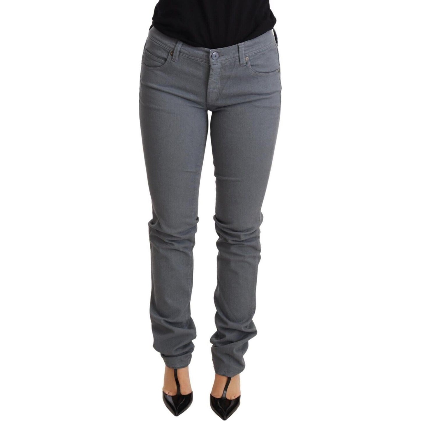 Ermanno Scervino Sleek Gray Low Waist Skinny Jeans Jeans & Pants Ermanno Scervino