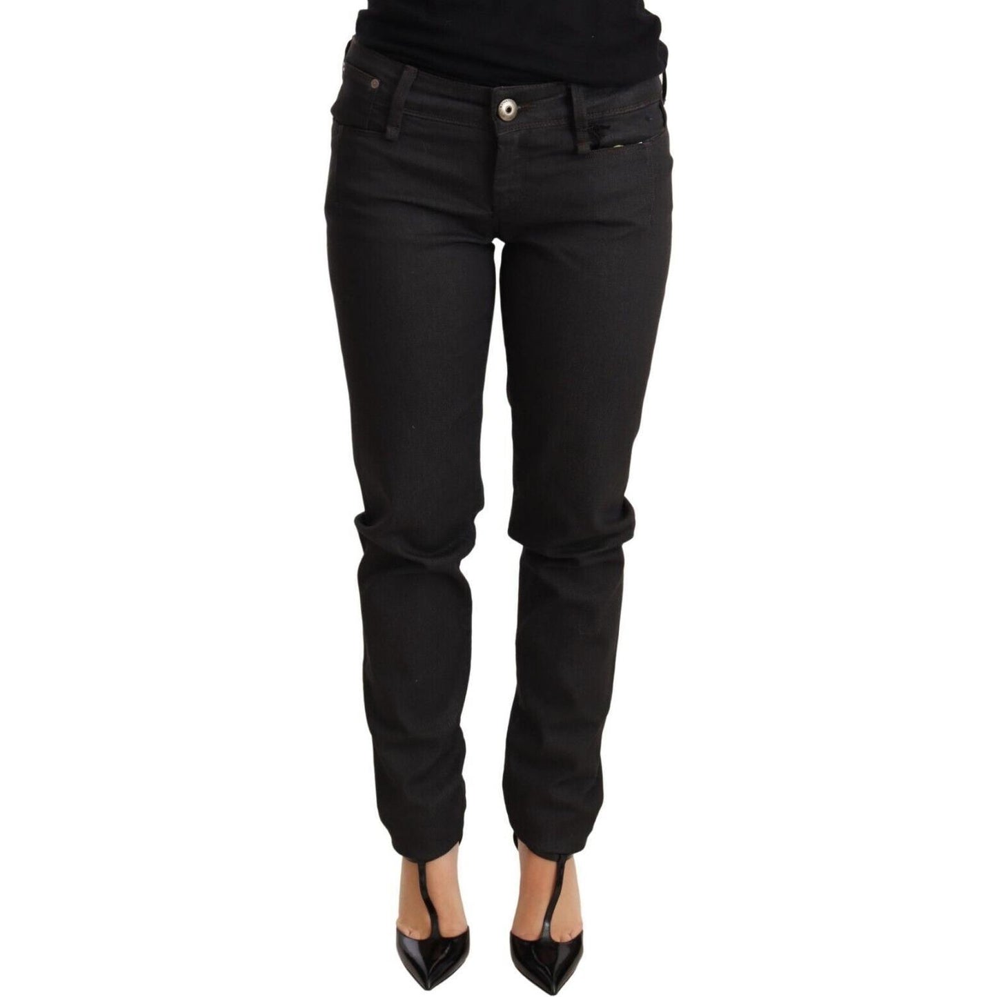 Ermanno Scervino Black Low Waist Skinny Slim Trouser Cotton Jeans