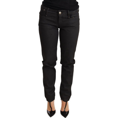 Ermanno Scervino Black Low Waist Skinny Slim Trouser Cotton Jeans
