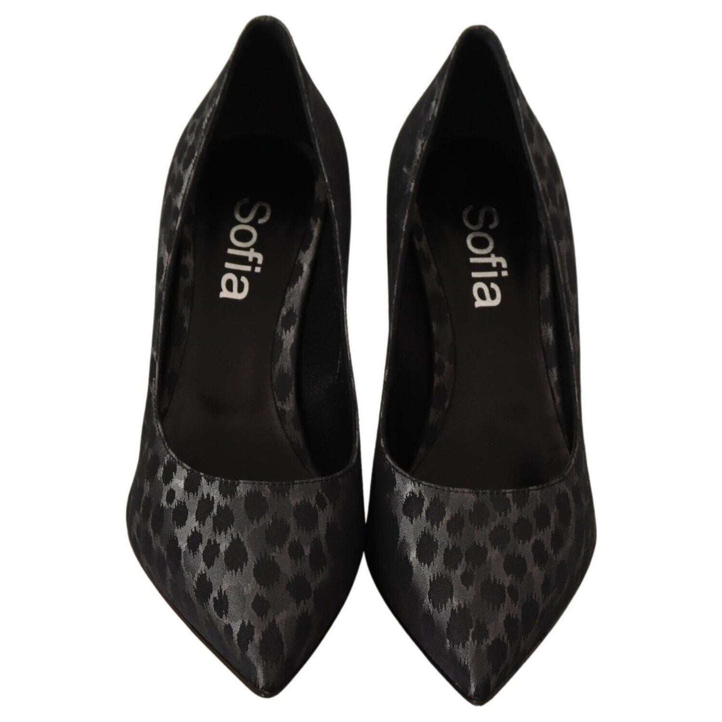 Sofia Black Leopard Leather Stiletto High Heels Pumps Shoes WOMAN PUMPS