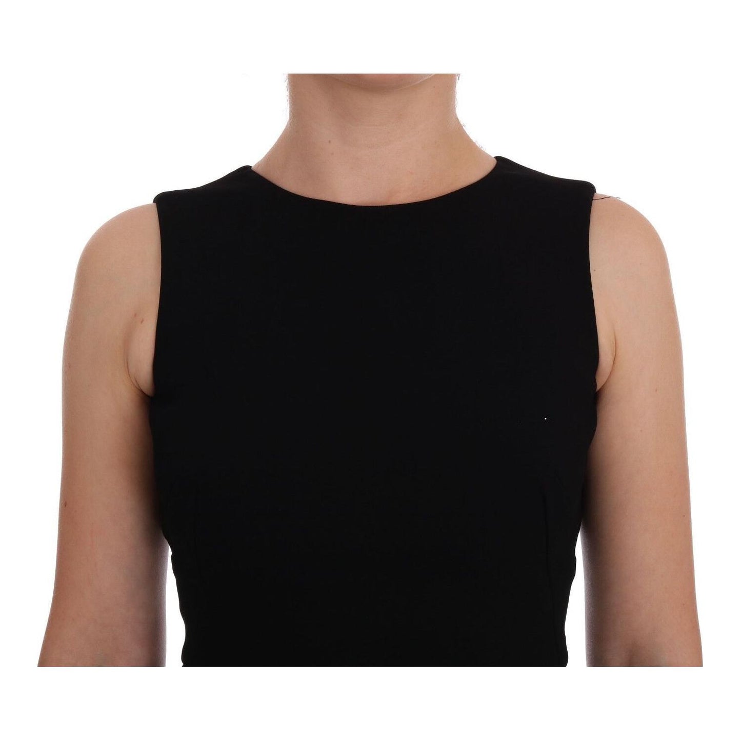Dolce & Gabbana Black Stretch Crystal Sheath Gown Dress