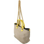 Dolce & Gabbana Beige Linen-Calf Tote with Gold Chain WOMAN SHOULDER BAGS Dolce & Gabbana Rosy Brown