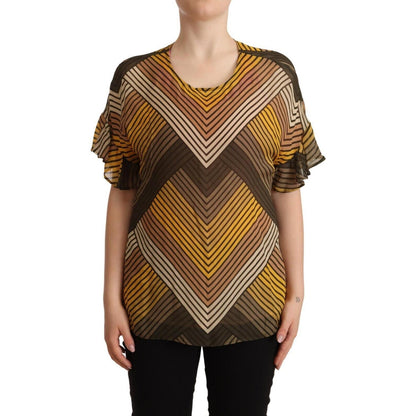 Twinset Multicolor Stripes Short Sleeves Round Neck Top Blouse WOMAN T-SHIRTS