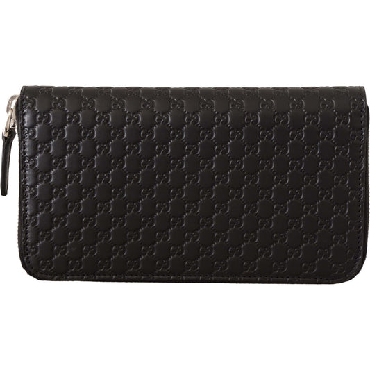 Elegant Black Leather Zip-Around Wallet