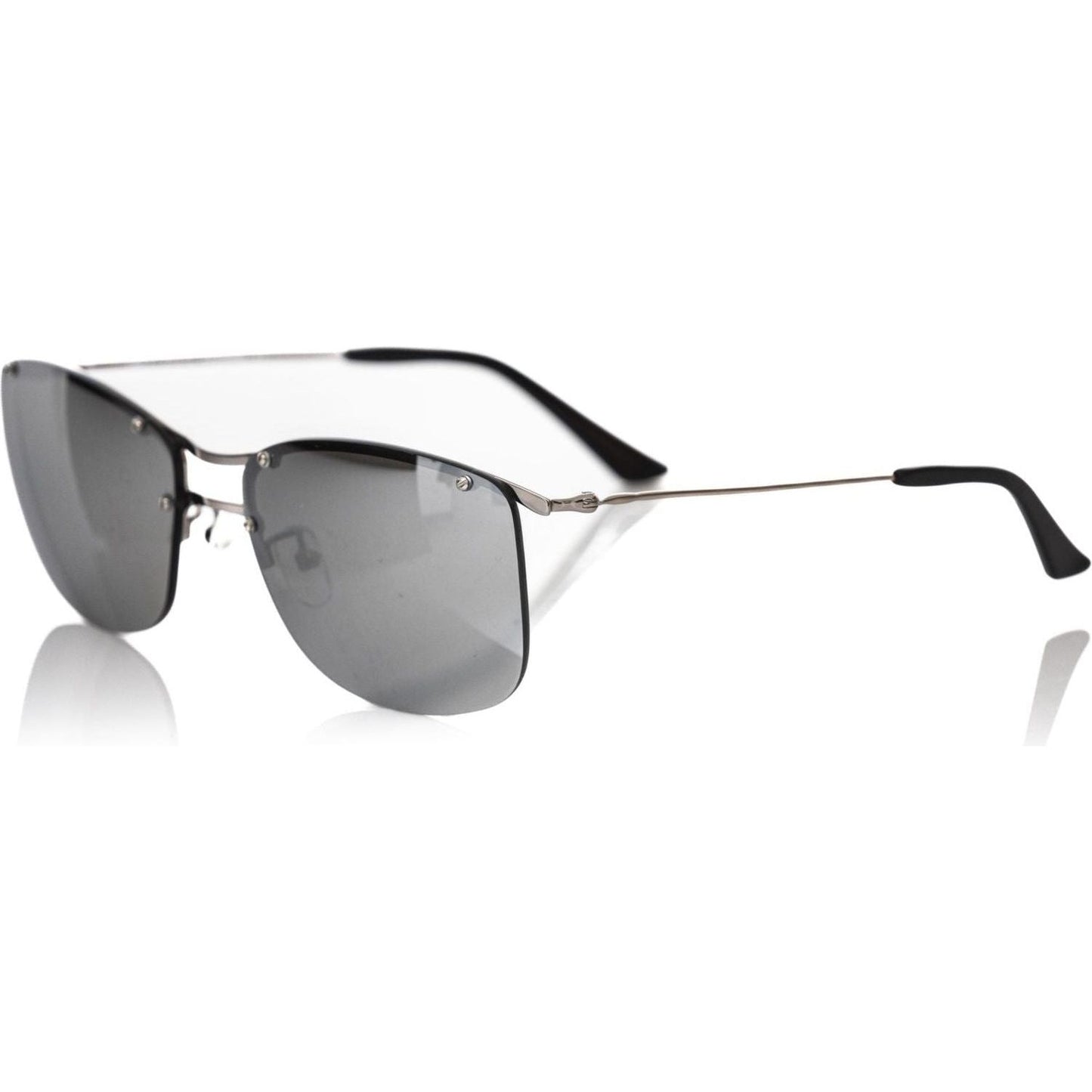 Frankie Morello Silver Metallic Fibre Men Sunglass Frankie Morello