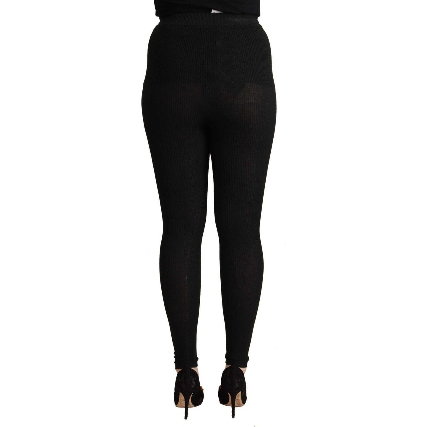Dolce & Gabbana Black Cashmere Stretch Waist Tights Pants