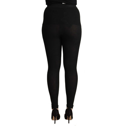 Dolce & Gabbana Black Cashmere Stretch Waist Tights Pants