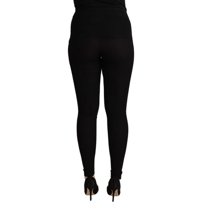 Dolce & Gabbana Black Cashmere Stretch Waist Tights Pants