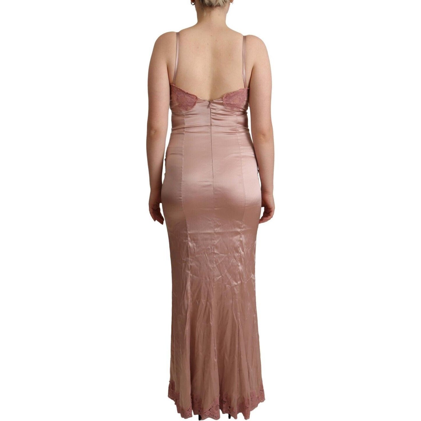 Dolce & Gabbana Pink Lace Long Bodycon Maxi Polyester Dress