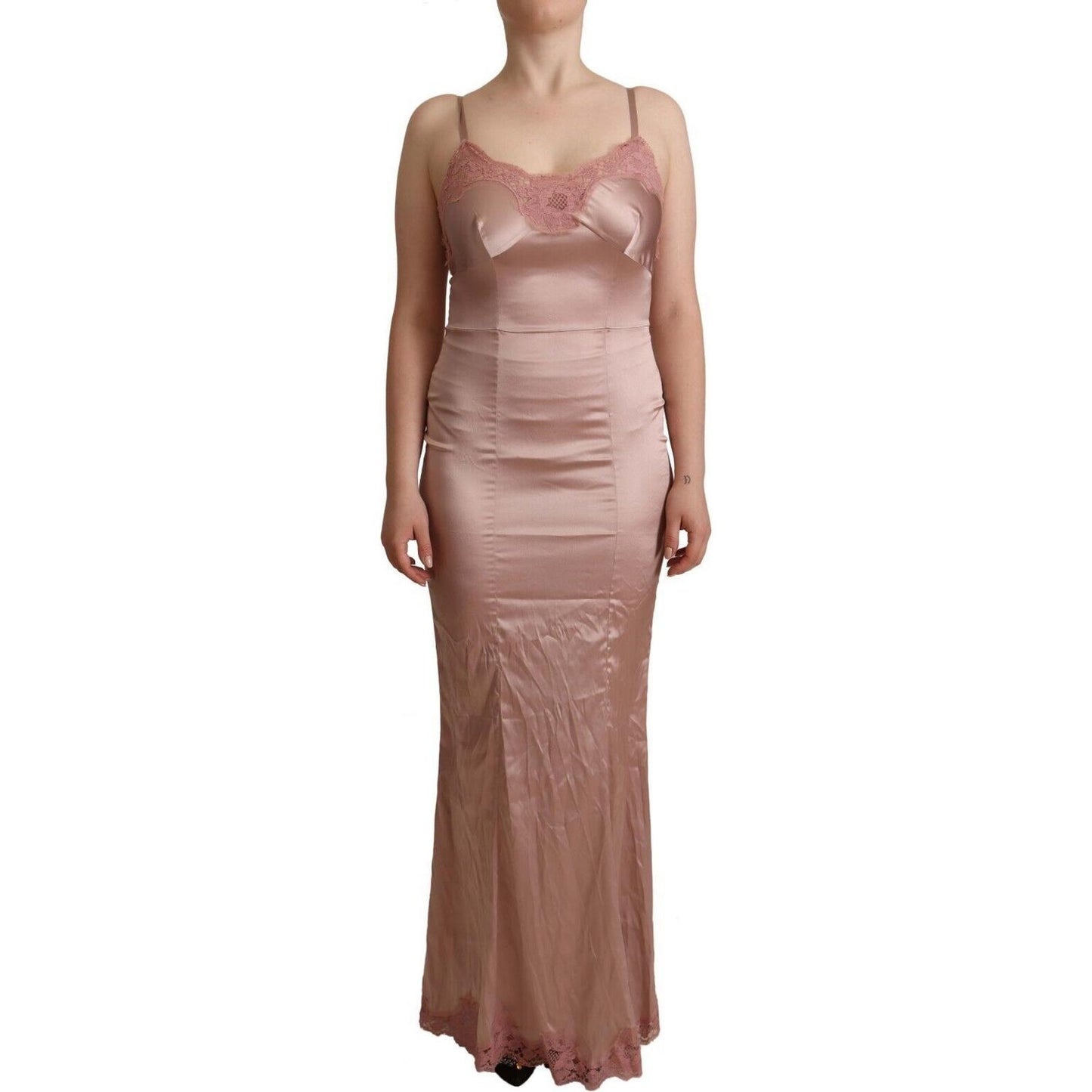 Dolce & Gabbana Pink Lace Long Bodycon Maxi Polyester Dress