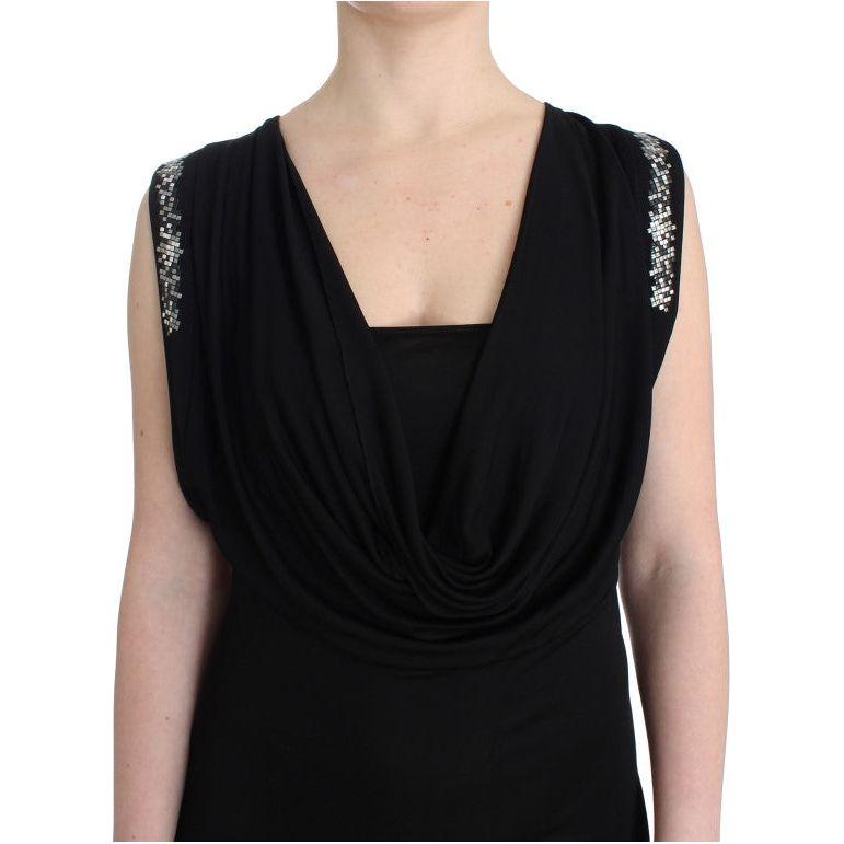 优雅垂坠领口无袖连衣裙