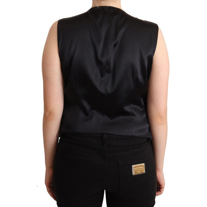 Dolce & Gabbana Black Button Down Sleeveless Vest Waiscoat Top Dolce & Gabbana