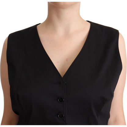 Dolce & Gabbana Black Button Down Sleeveless Vest Waiscoat Top Dolce & Gabbana