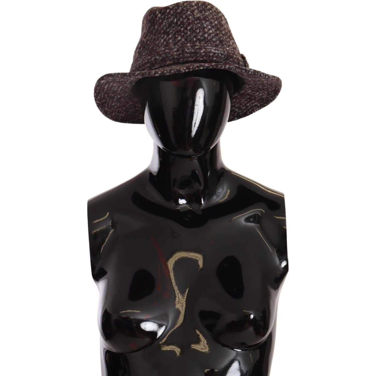 قبعة دولتشي آند غابانا الأنيقة ذات الحافة الواسعة من التويد الرمادي