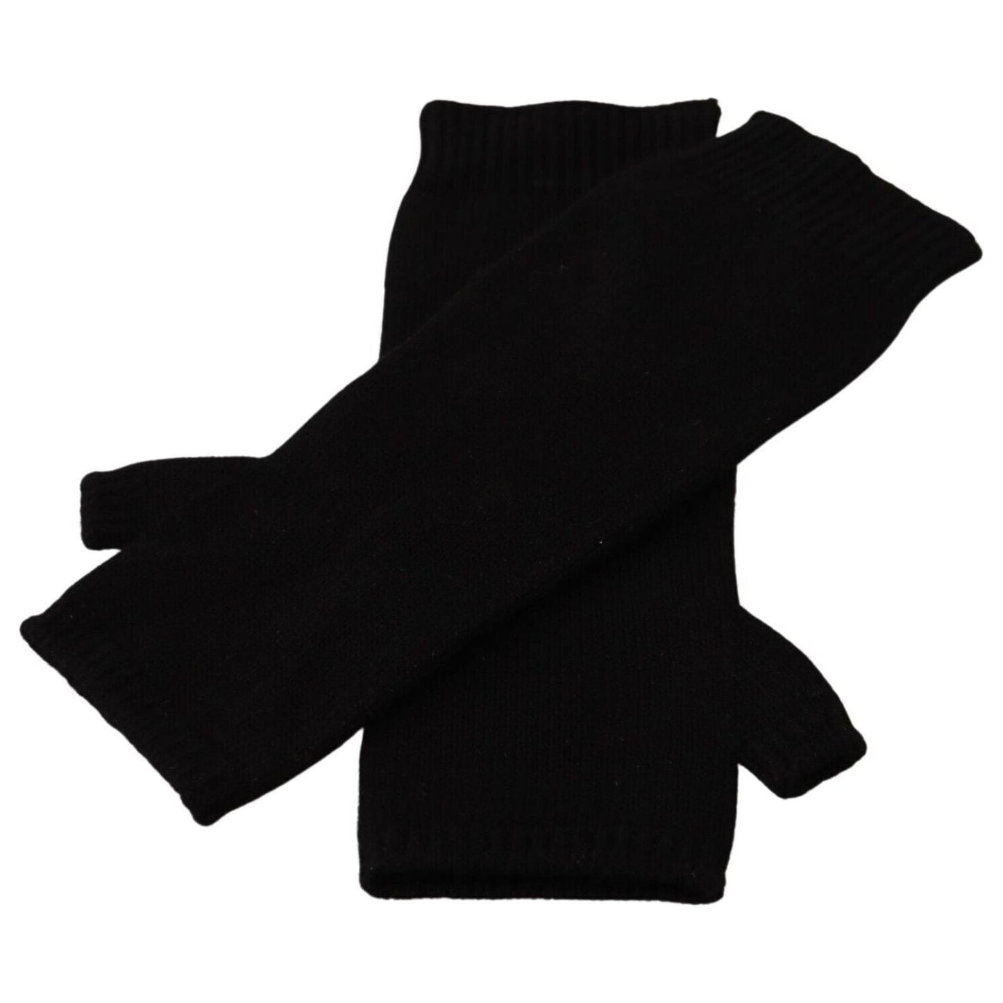 Dolce & Gabbana Elegant Black Cashmere Fingerless Gloves Dolce & Gabbana