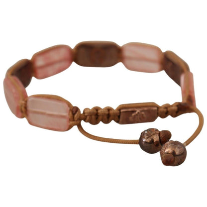 Nialaya Multicolor Crystals Logo Embellished Adjustable Bracelet