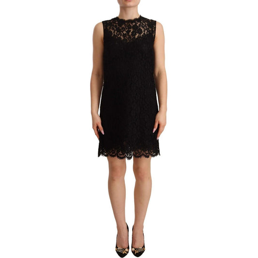 Dolce & Gabbana Black Floral Lace Sheath Sleeveless Mini Dress Dolce & Gabbana