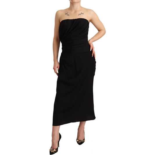 Dolce & Gabbana Elegant Strapless Silk Midi Dress Dolce & Gabbana