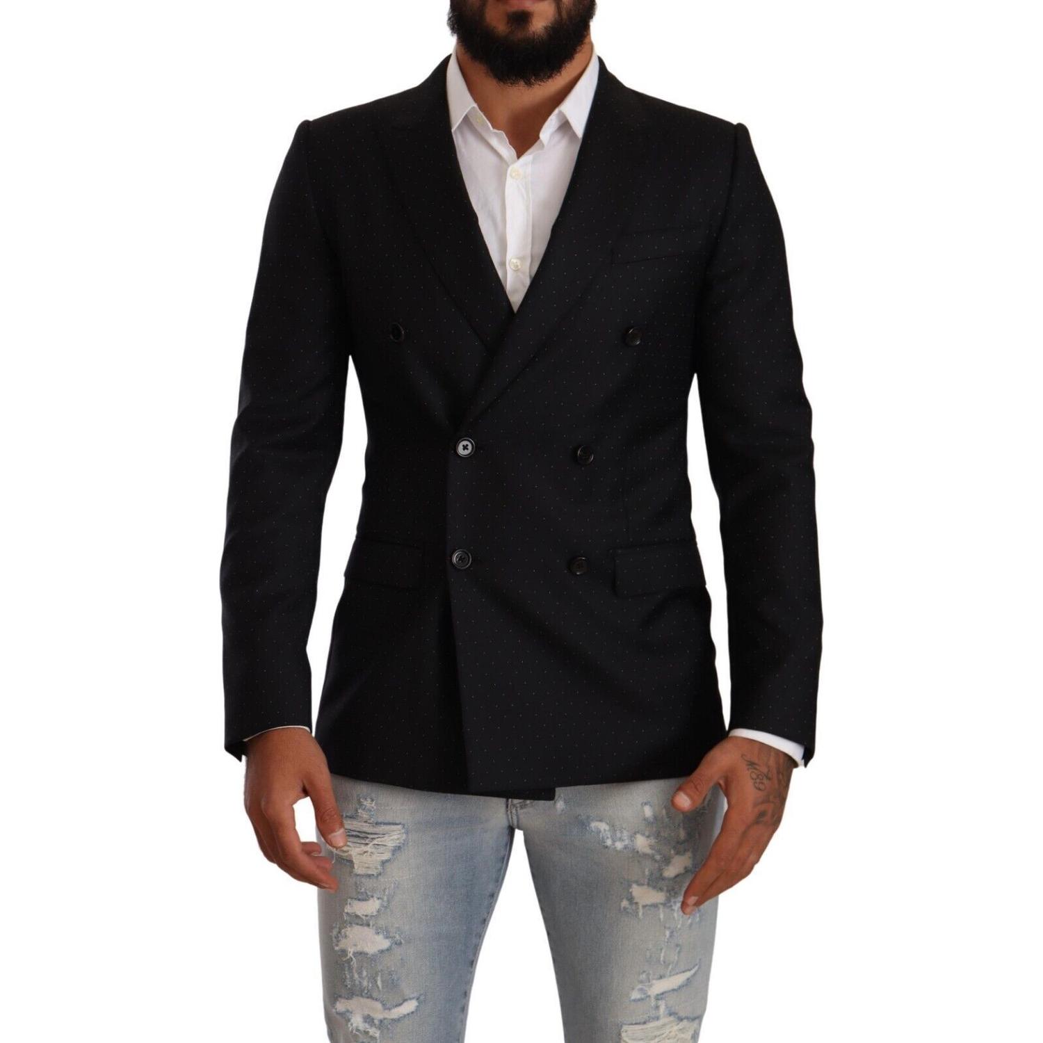 Dolce & Gabbana Black Dotted Double Breasted MARTINI Jacket