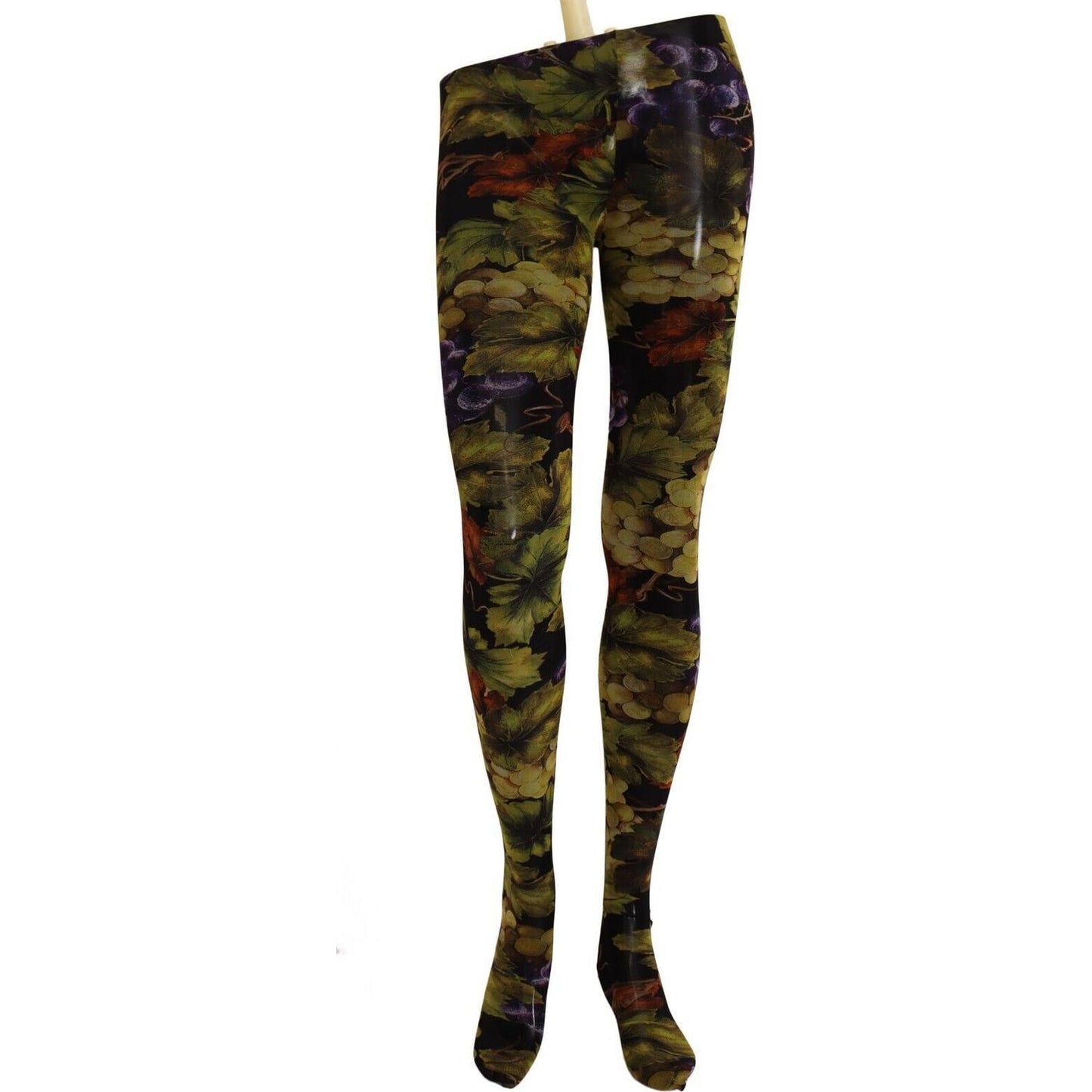 Dolce & Gabbana Black Grapes Print Stockings Tights Dolce & Gabbana