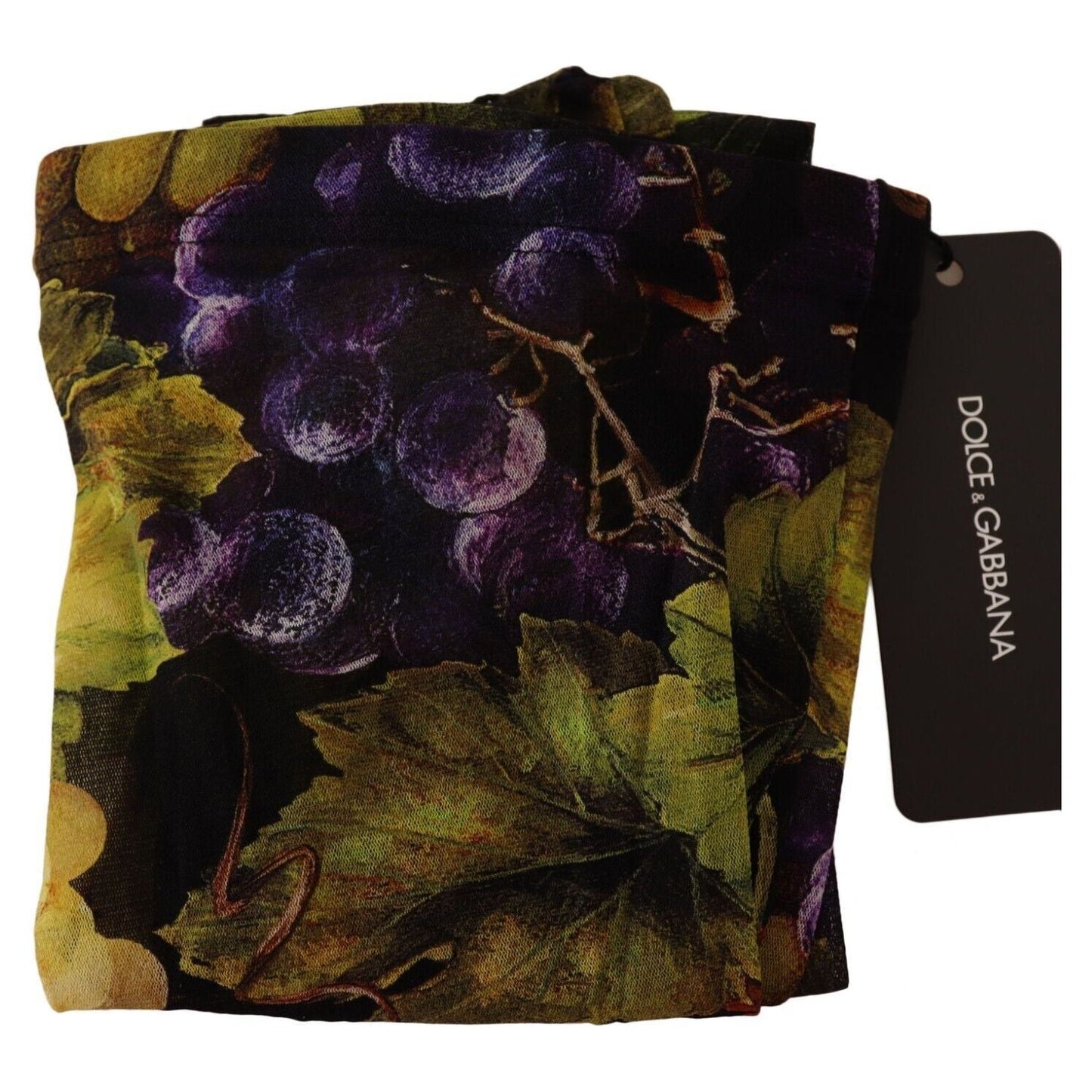Dolce & Gabbana Black Grapes Print Stockings Tights Dolce & Gabbana