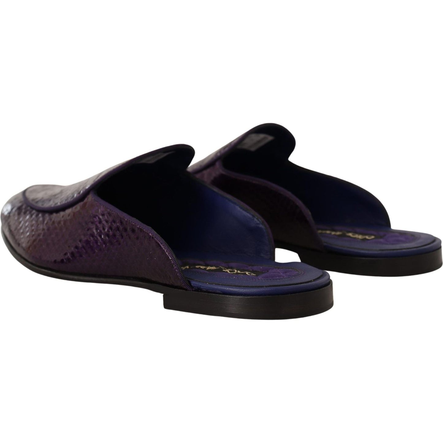 Dolce & Gabbana Purple Exotic Python Leather Slides Dolce & Gabbana