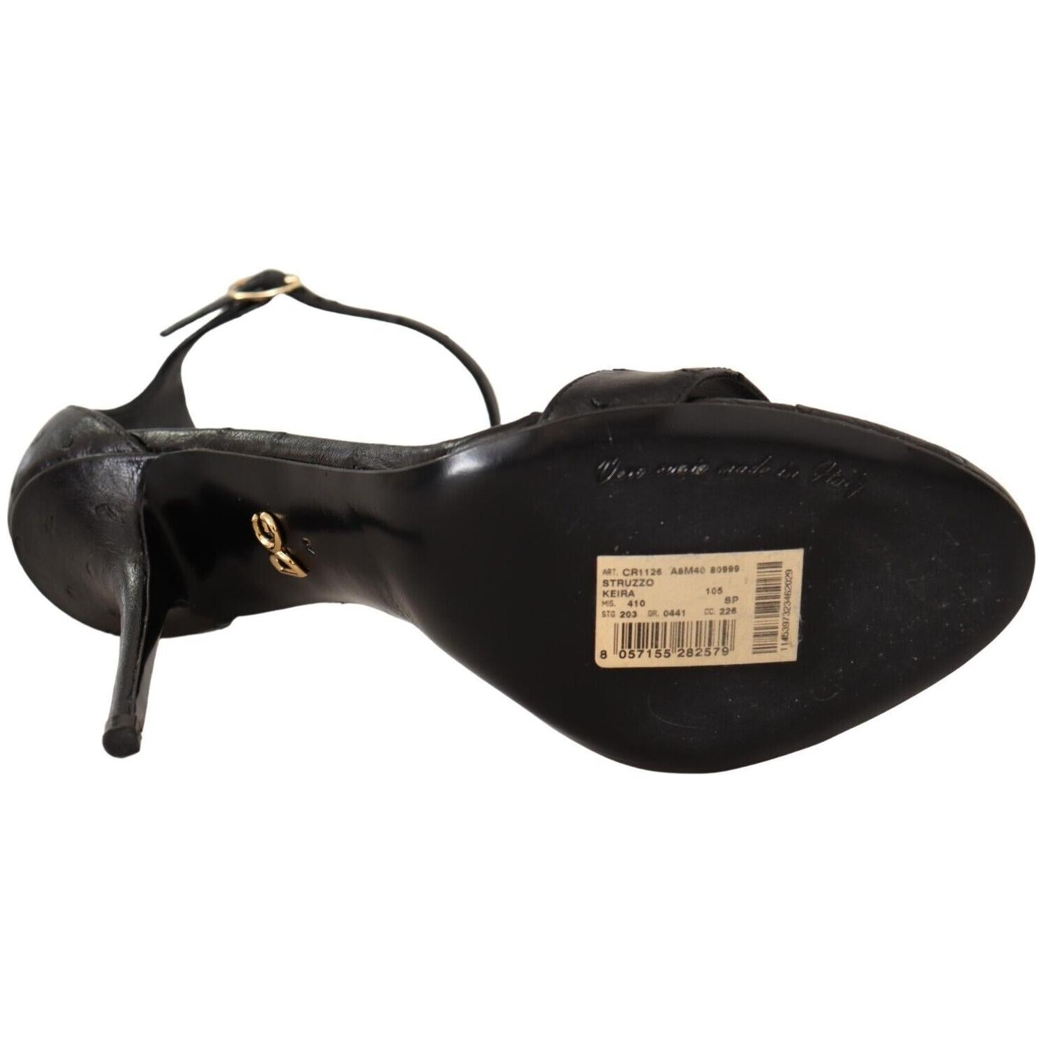 优雅鸵鸟皮踝带高跟鞋