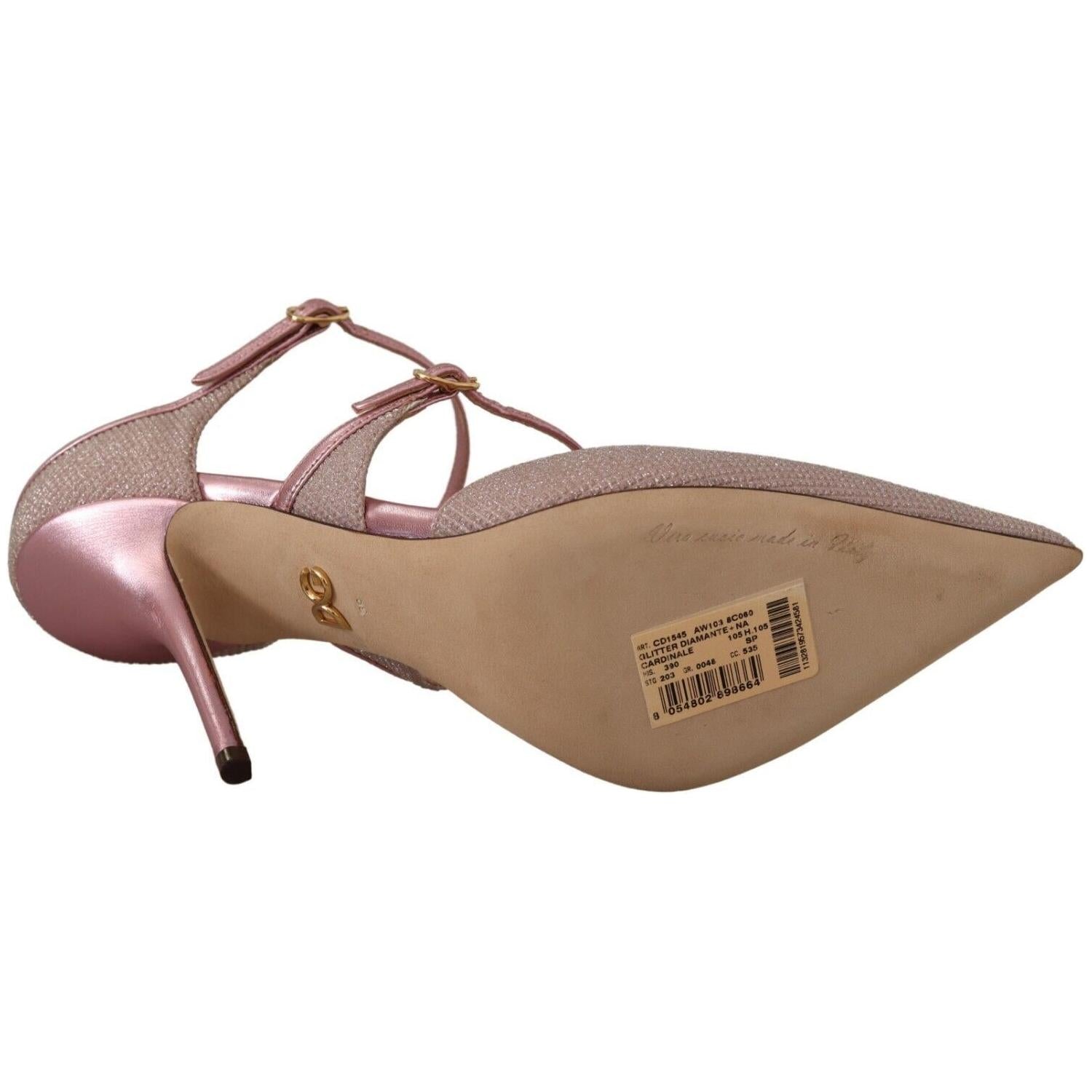 粉色亮片高跟凉鞋