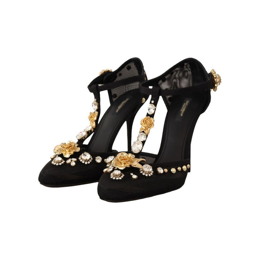 Dolce & Gabbana Elegant Crystal-Embellished Mesh T-Strap Pumps Dolce & Gabbana