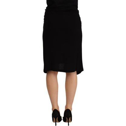 PLEIN SUD Black High Waist Pencil Knee Length Viscose Skirt