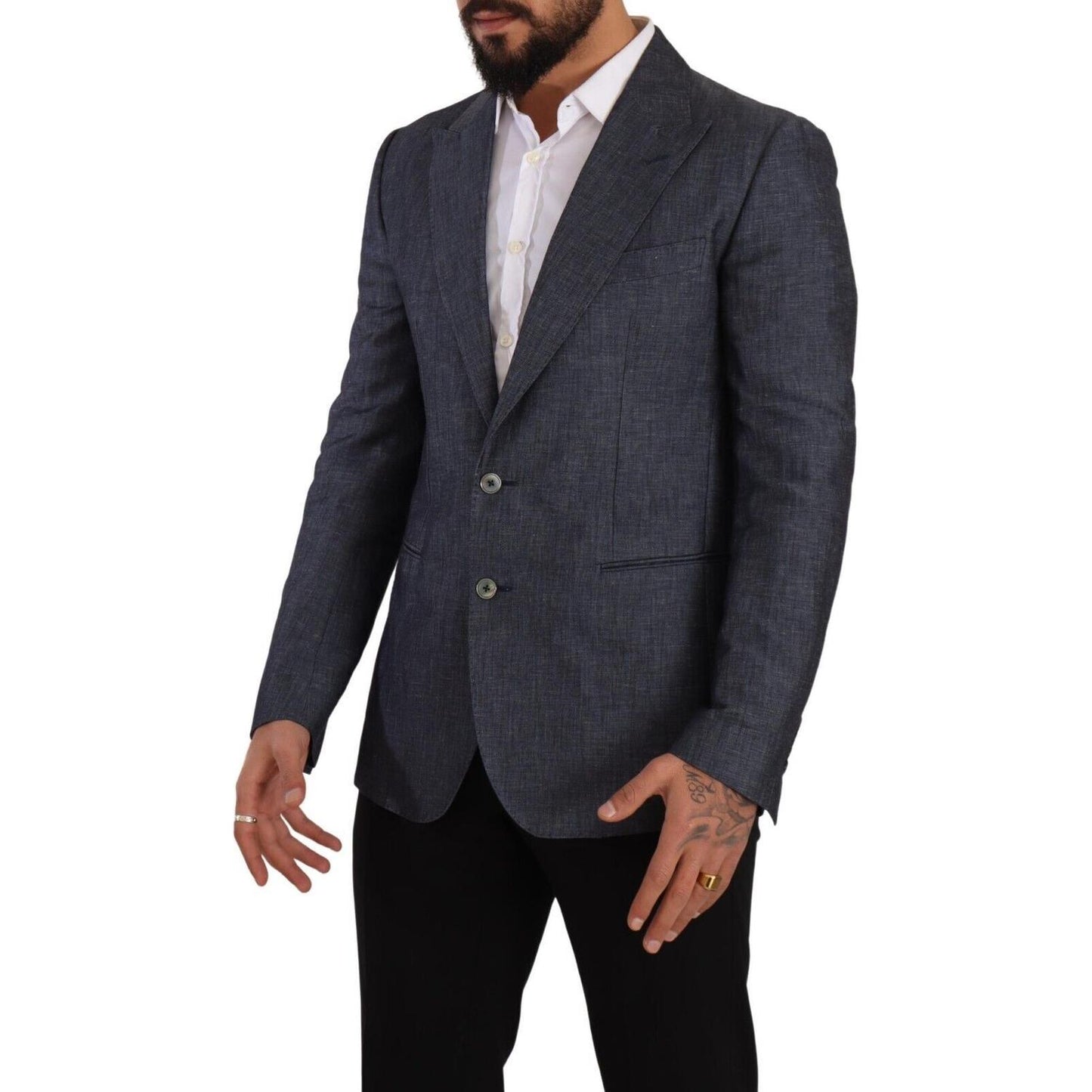 Dolce & Gabbana Blue Linen Cotton Jacket TAORMINA Blazer