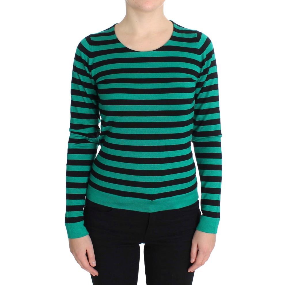 Dolce & Gabbana Green Black Silk Cashmere Sweater