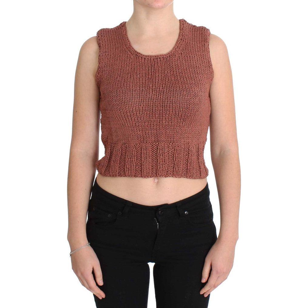 PINK MEMORIES Red Cotton Blend Knitted Sleeveless Sweater